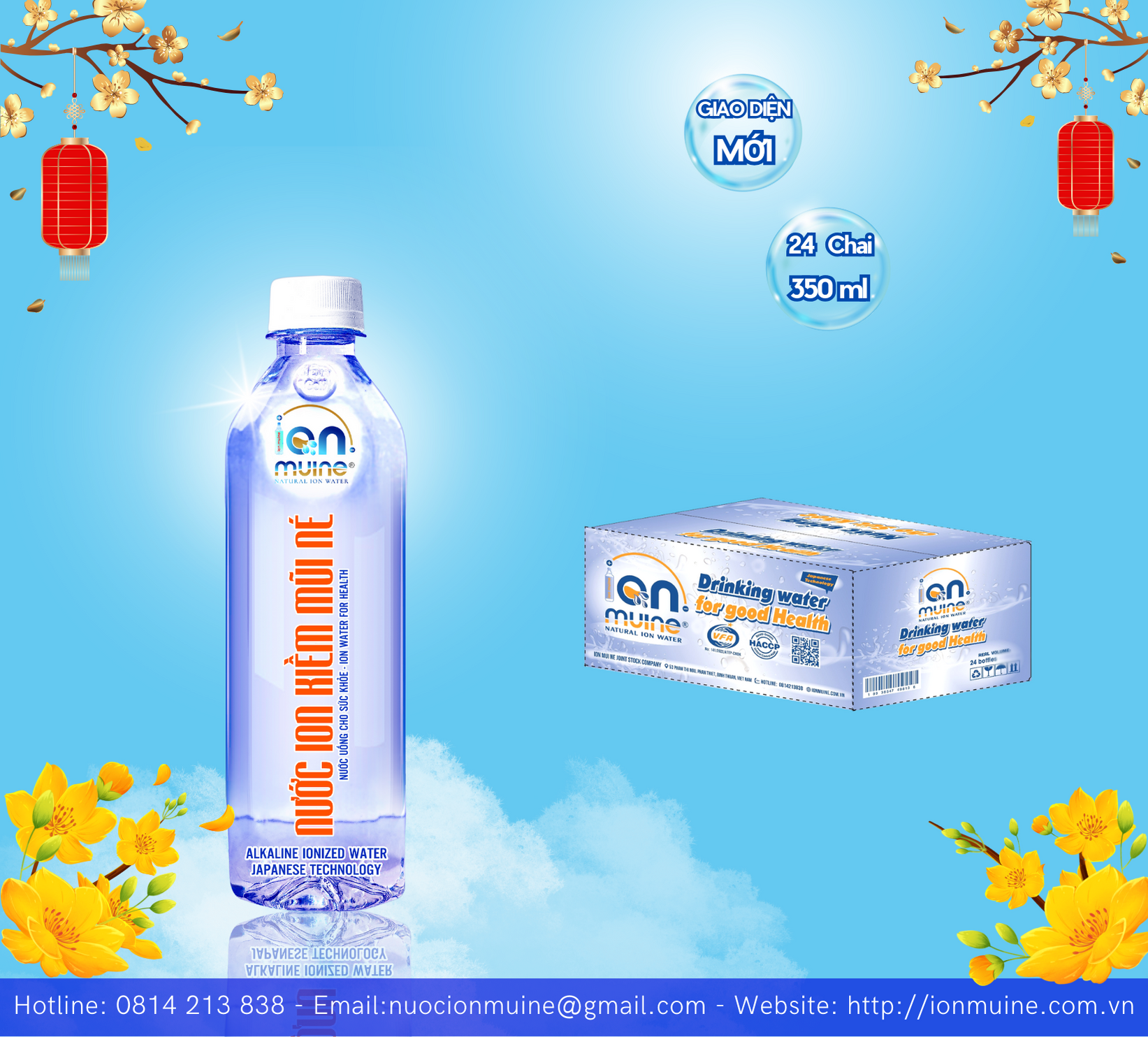 (Giao Diện Mới) - Nước I-on Kiềm Mũi Né Đóng Chai 350ml (24 chai/ thùng) 