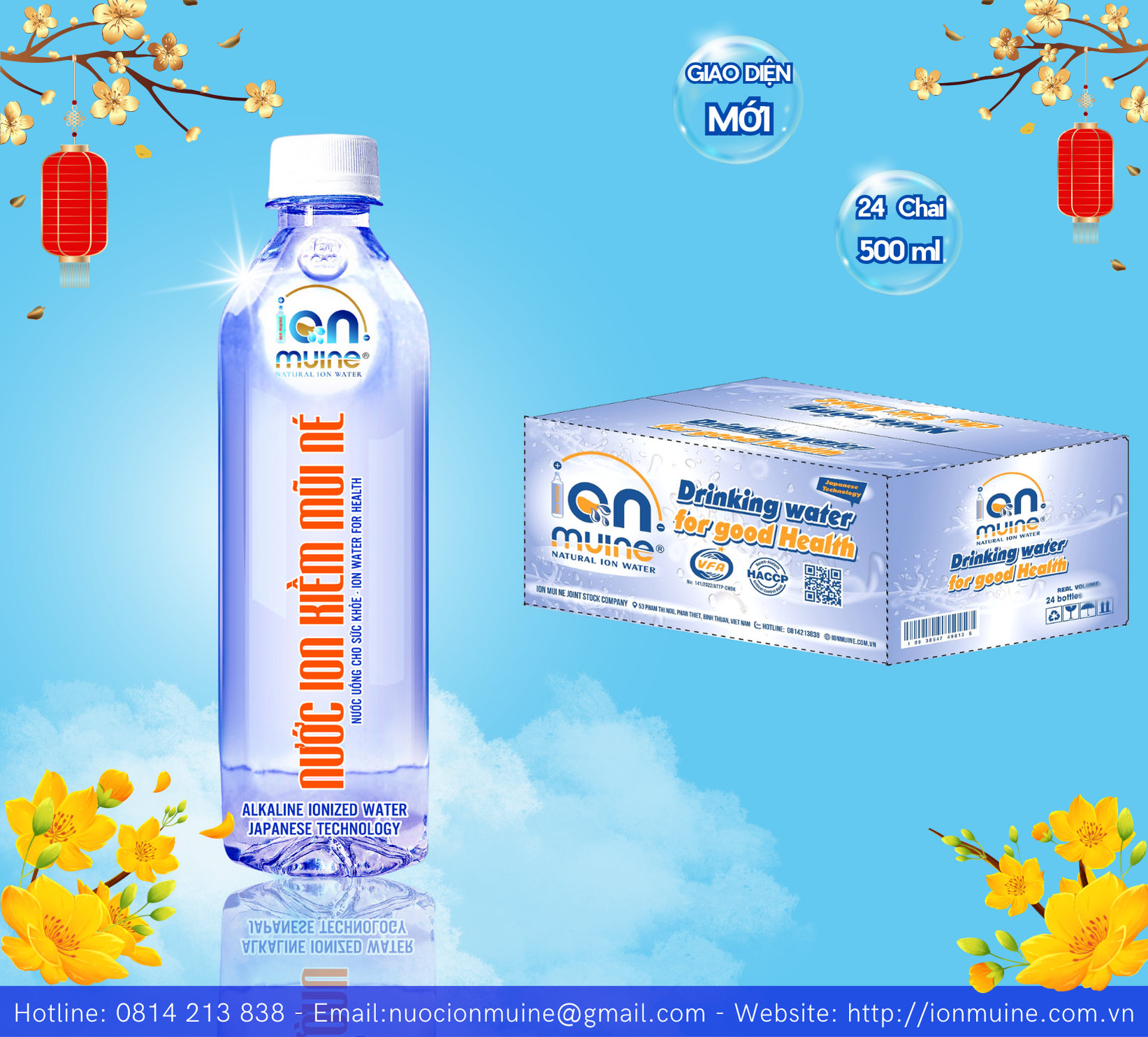 (Giao Diện Mới) - Nước I-on Kiềm Mũi Né Đóng Chai 500ml (24 chai/ thùng) 