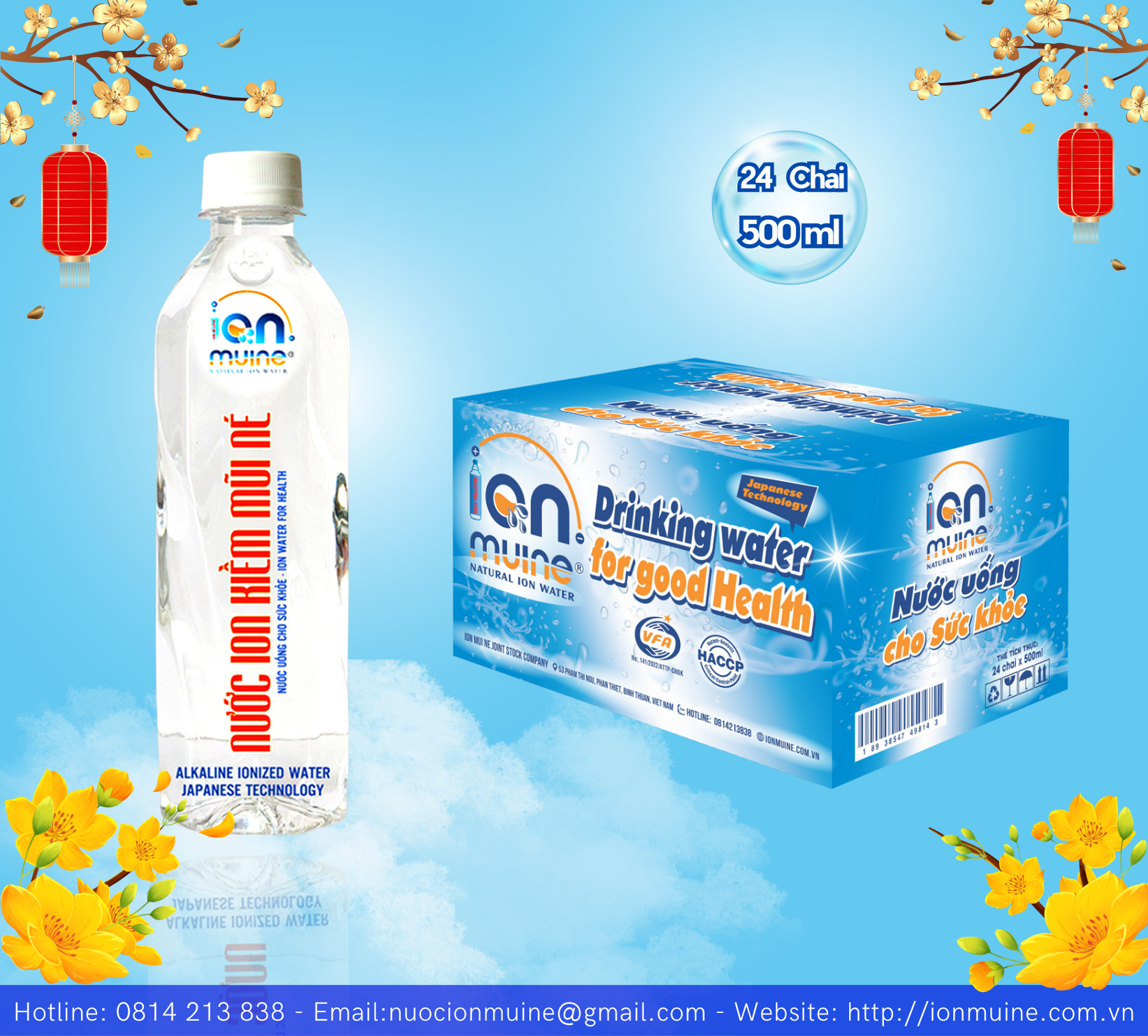 Nước I-on Kiềm Mũi Né Đóng Chai 500ml  (24 chai/ thùng) 