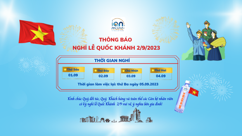 Nước I-on Mũi Né Thông Báo Lịch Nghỉ Lễ Quốc Khánh 2/9